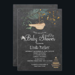 Winter forest chalkboard watercolor baby shower invitation<br><div class="desc">Rustic elegant winter nature baby shower stylish invitation template on dark grey chalkboard featuring a pine tree bough with a wooden bird, a dried branches Christmas tree with star and watercolor splashes, white flowers and little hearts. You can choose to customise it further changing fonts and colours of lettering. ----...</div>