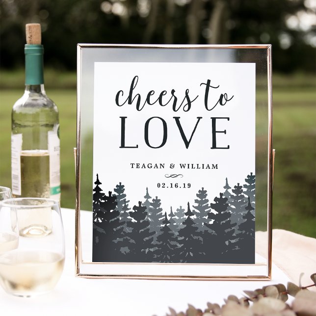 Winter Forest | Cheers to Love Wedding Bar Sign (Creator Uploaded)