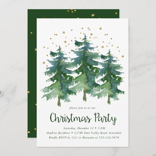 Winter Forest Christmas Party Invitation (Front/Back)