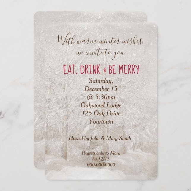 Winter Forest Christmas Party Invitation (Front/Back)