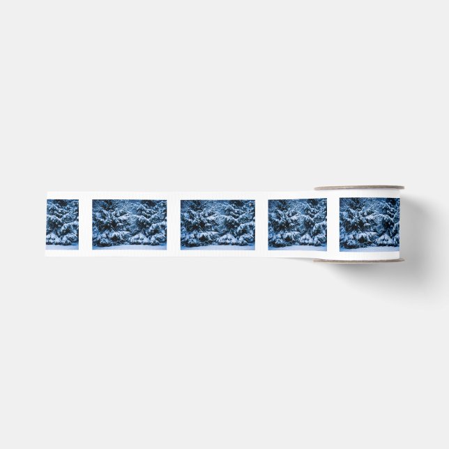 Winter Forest Christmas Tree Grosgrain Ribbon (Front)