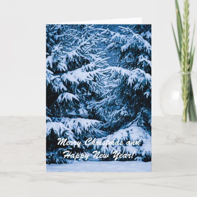 Winter Forest Christmas Tree Holiday Card (Front)
