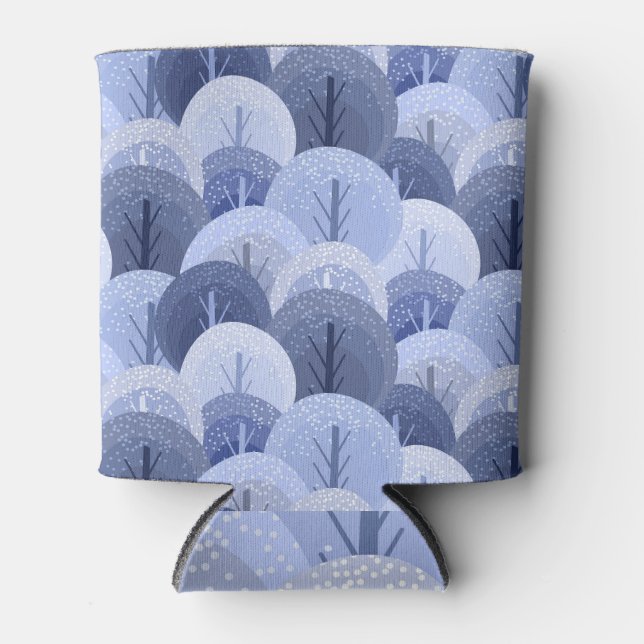 Winter forest, Christmas trees, seamless design. Can Cooler (Front)