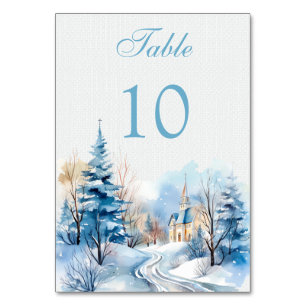 Winter forest church Wedding Table Number
