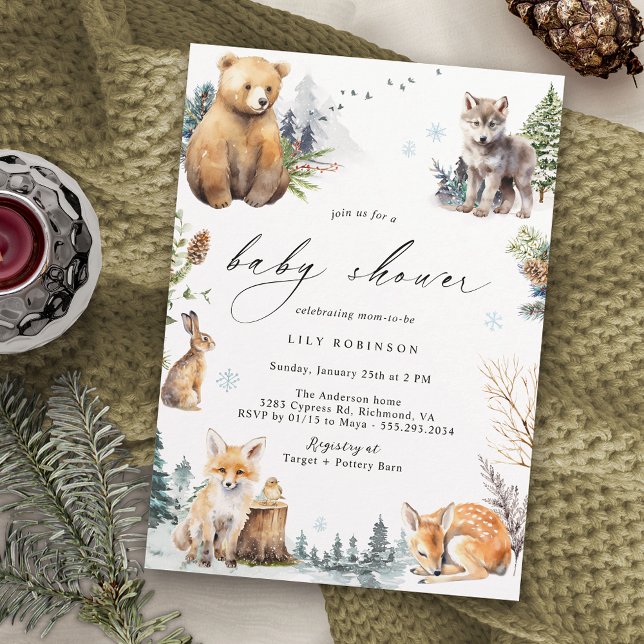 Winter Forest | Cute Neutral Woodland Baby Shower Invitation (Creator Uploaded)