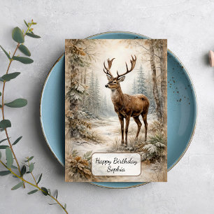Winter Forest Deer Card