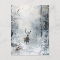 Winter Forest Deer Postcard
