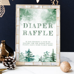 Winter forest diaper raffle baby shower poster