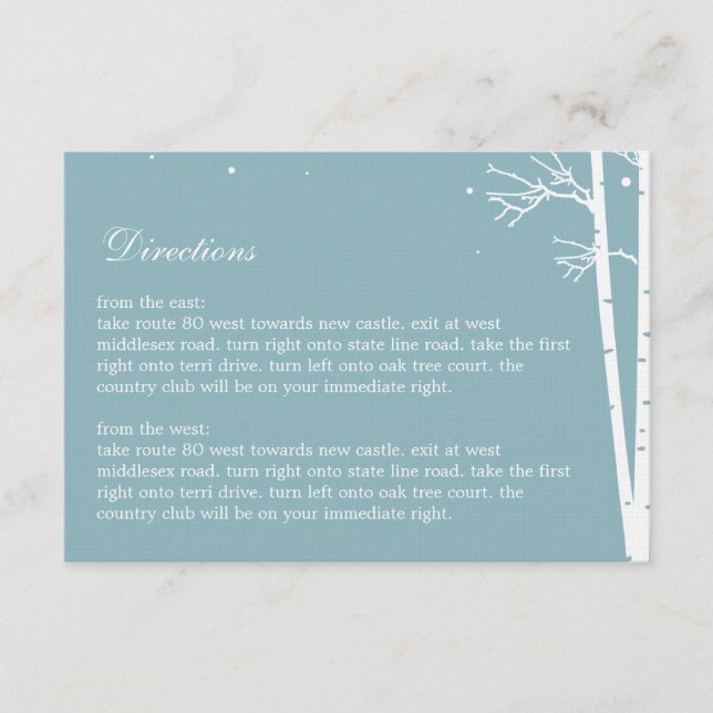Winter Forest Directions Card (Front)