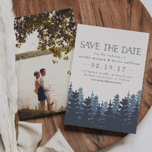 Winter Forest Double Sided Photo Wedding Save The Date
