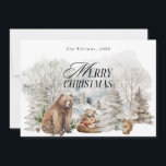 Winter Forest Elegant Watercolor Merry Christmas Holiday Card<br><div class="desc">Floral Deer Elegant Watercolor Merry Christmas Holiday Card</div>