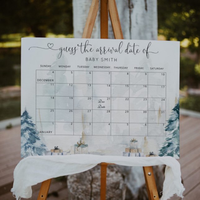 Winter forest gender neutral Guess the Due date Poster (Creator Uploaded)