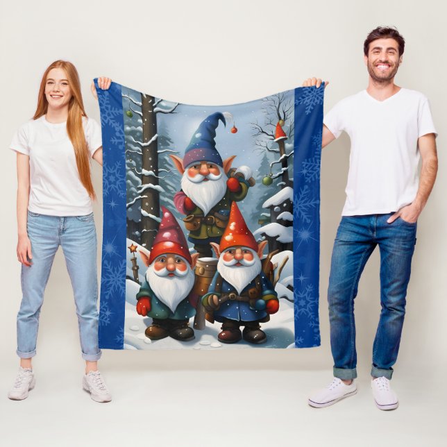 Winter Forest Gnomes Fleece Blanket (In Situ)