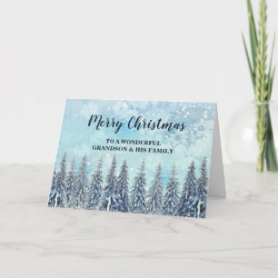 Winter Forest Grandson & Family Merry Christmas Card