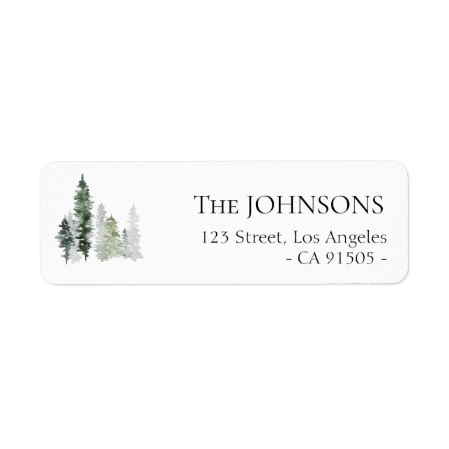 winter forest greenery holiday address label (Front)