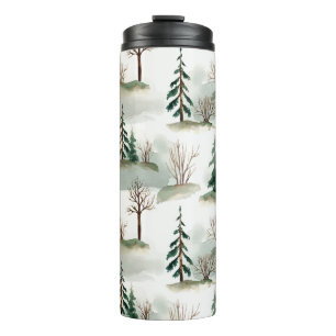 Winter Forest: Hand-Drawn Green Blur Thermal Tumbler