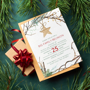 Winter forest holiday family reunion party invitation