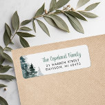 Winter Forest Holiday Return Address Labels<br><div class="desc">Custom printed holiday return address labels with a watercolor forest of evergreen trees in pretty muted blue green colours. Personalise it with your family name and return address. Use the design tools to choose any background colour, edit the text and fonts or upload your own photos to create a one...</div>