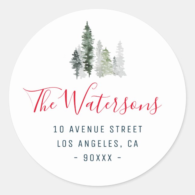 winter forest holiday return address sticker (Front)