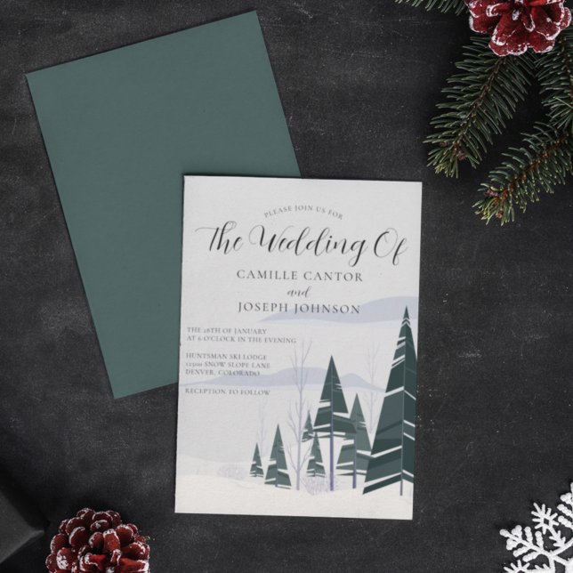 Winter Forest Holiday Wedding Invitation (Creator Uploaded)