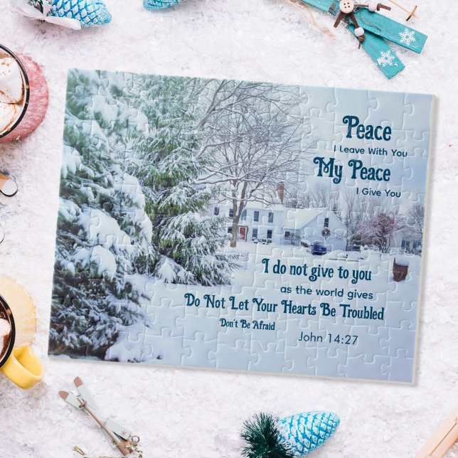 Winter forest house- John 14:27 Bible Verse Jigsaw Puzzle (Creator Uploaded)