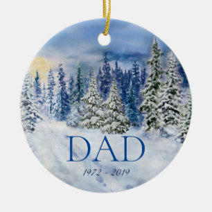 Winter Forest In Memory Dad Photo Christmas Ceramic Tree Decoration