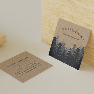 Winter Forest   Kraft Square Business Card