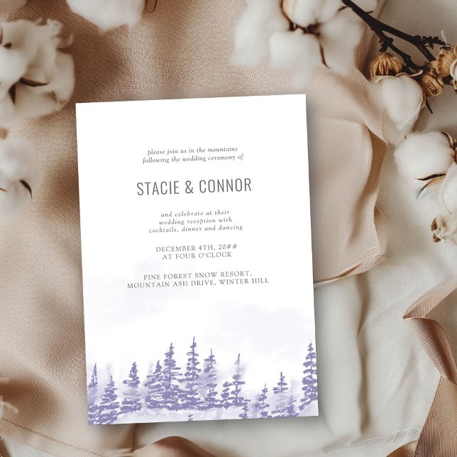 Winter Forest Lavender Grey Wedding Reception Only Invitation (Wedding Reception Invitation from my Winter Forest Lavender Wedding Collection)