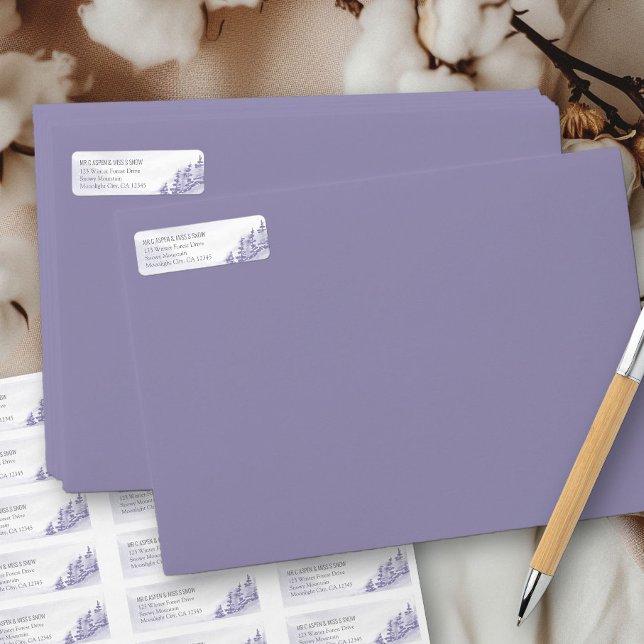 Winter Forest Lavender Return Address Label (Return address labels from my Winter Forest Lavender Wedding Collection)