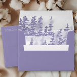 Winter Forest Lavender Wedding Invitation Envelope<br><div class="desc">Winter wedding invitation envelope with your return address on the back flap. The inside of the envelope has a scenic watercolor design in shades of lavender and grey. The snow scene features a romantic mountain forest landscape with pine trees, drifts and a light snow flurry.. If you would like matching...</div>