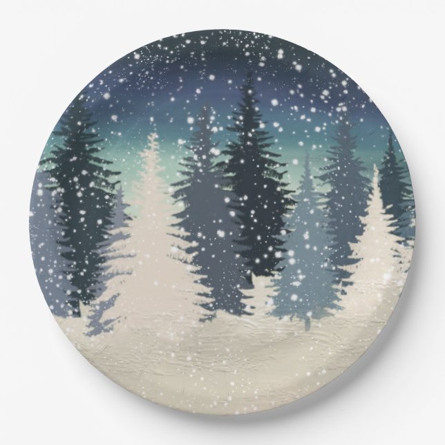 Winter Forest- Let it snow Paper Plate (Front)