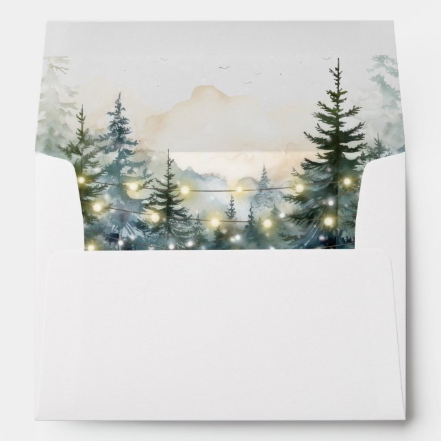 winter forest lights holiday lined envelopes (Back (Bottom))