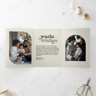 Winter Forest Lux Cosy Vibes Retro Christmas Photo Tri-Fold Holiday Card