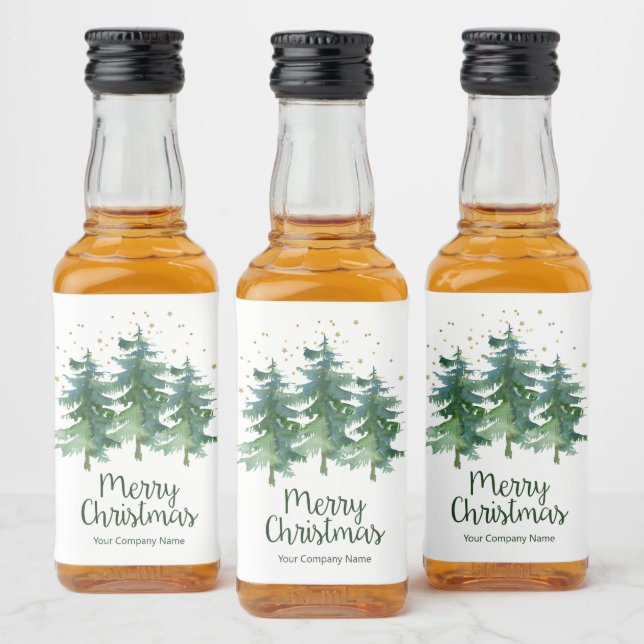 Winter Forest Merry Christmas Company  Liquor Bottle Label (Bottles)