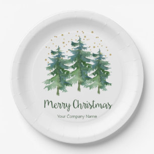 Winter Forest Merry Christmas Company Paper Plate