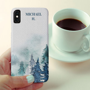 Winter Forest Moody Watercolor Personalised Case-Mate iPhone Case