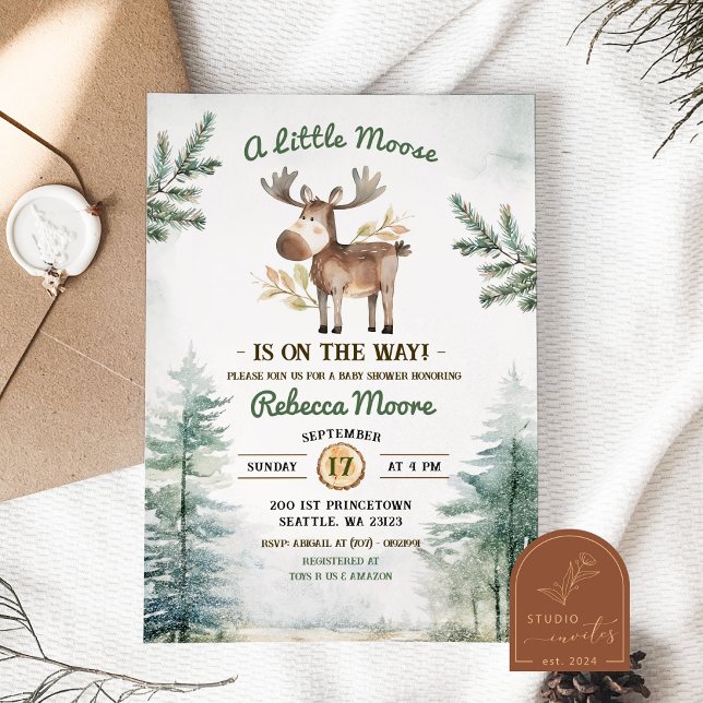 Winter Forest Moose Baby Shower  Invitation (Creator Uploaded)