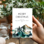 Winter Forest Name Merry Christmas Holiday Card<br><div class="desc">Winter Forest Name Merry Christmas.  Available digitally and printed. A festive Watercolor forest borders the bottom,  below the words. Easily personalise to your own requirements.</div>