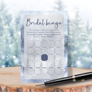 Winter Forest Navy Blue Bridal Shower bingo game