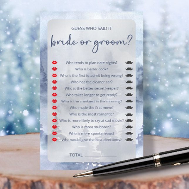 Winter Forest Navy Blue Bridal Shower Game (Creator Uploaded)