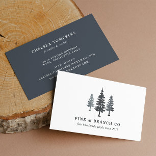 Winter Forest Pine Tree Logo Business Card