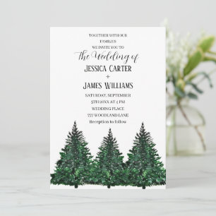 Winter Forest Pine Tree Wedding Invitation