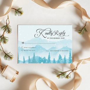 Winter Forest Pine Trees Mountain Wedding RSVP