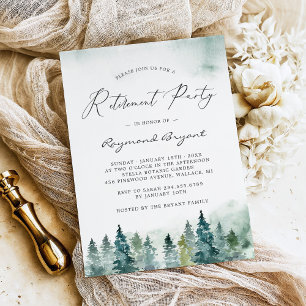 Winter Forest Pine Trees Retirement Party Invitation