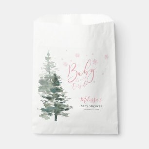 Winter Forest Pink It's Cold Outside Baby Shower Favour Bags