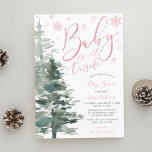 Winter Forest Pink It's Cold Outside Baby Shower Invitation<br><div class="desc">A baby girl is on the way and it's cold outside! Throw a wonderful winter theme baby shower with this custom invitation. Design features a modern calligraphy script font,  pink snowflakes and watercolor forest trees. Easily personalize this invite using the online template tools. NOT PINK FOIL</div>