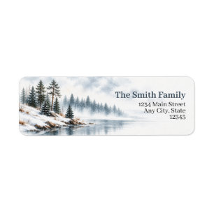 Winter Forest Return Address Labels Snowy Lake