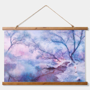Winter Forest River Landscape Hanging Tapestry