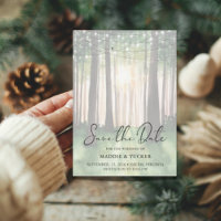 Winter Forest | Rustic String Lights Save the Date