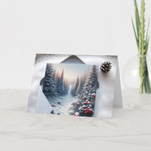Winter Forest Scene In an Envelope Holiday Card